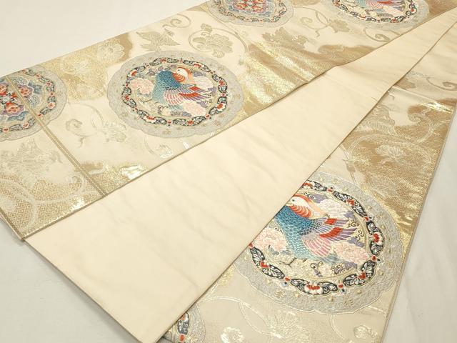 平和屋着物◎六通柄袋帯 唐織 巧芸箔 鴛鴦鏡 金銀糸 正絹 逸品 CABF2131qe