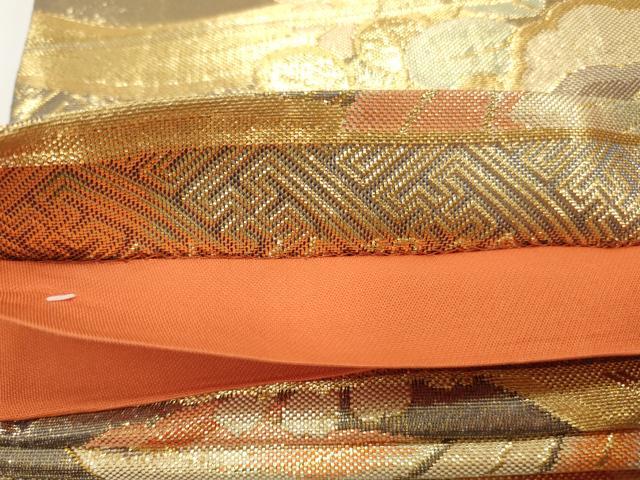 平和屋着物◎六通柄袋帯　鳳凰花文　金糸　正絹　逸品　CABF2150qe