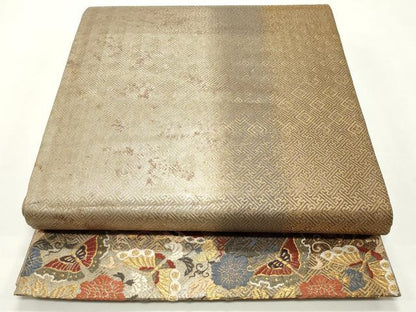 平和屋着物◎佐賀錦　両面　全通柄袋帯　唐織　吉祥霞文　金糸　正絹　逸品　CABF2153qe