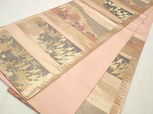 平和屋着物◎六通柄袋帯　花鳥文　金糸　正絹　逸品　CABF2158qe