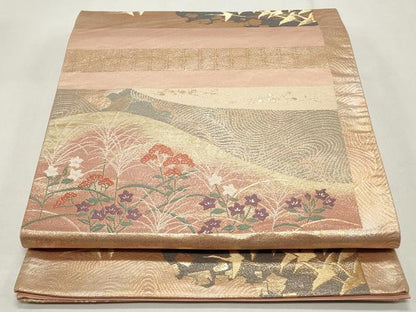 平和屋着物◎六通柄袋帯　花鳥文　金糸　正絹　逸品　CABF2158qe
