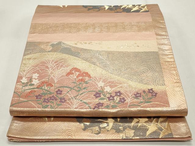 平和屋着物◎六通柄袋帯　花鳥文　金糸　正絹　逸品　CABF2158qe