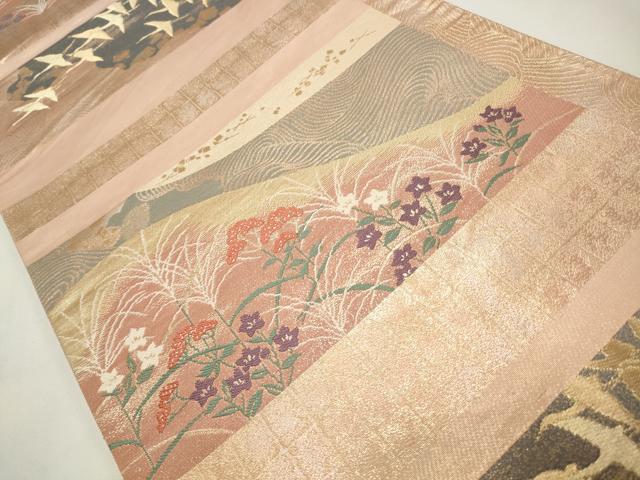 平和屋着物◎六通柄袋帯　花鳥文　金糸　正絹　逸品　CABF2158qe