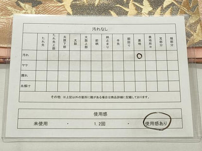 平和屋着物◎六通柄袋帯　花鳥文　金糸　正絹　逸品　CABF2158qe