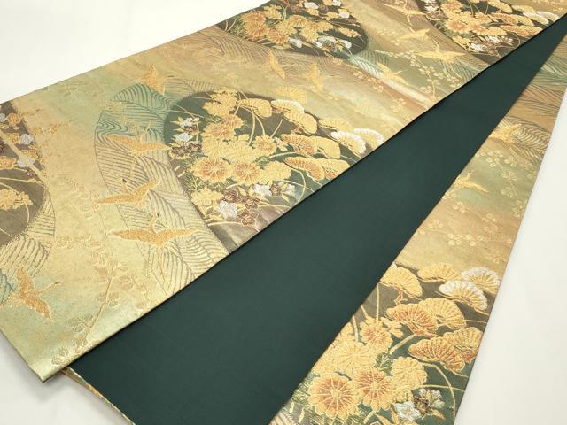 平和屋着物◎六通柄袋帯　飛鶴花文　金銀糸　正絹　逸品　CABF2163qe