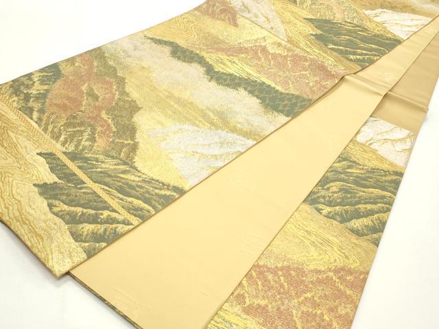 平和屋着物◎六通柄袋帯　風景文　金糸　引箔　正絹　逸品　CABF2165qe