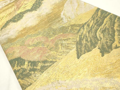 平和屋着物◎六通柄袋帯　風景文　金糸　引箔　正絹　逸品　CABF2165qe