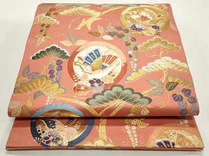 平和屋着物◎六通柄袋帯　唐織　能衣胡蝶丸文　金糸　正絹　逸品　CABF2173qe