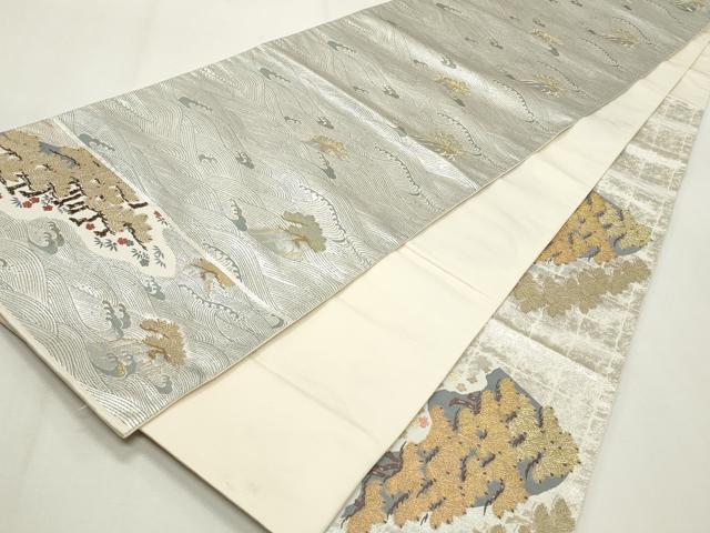 平和屋着物◎六通柄袋帯　新六通優都里　遠山松文　金銀糸　正絹　逸品　CABF2176qe