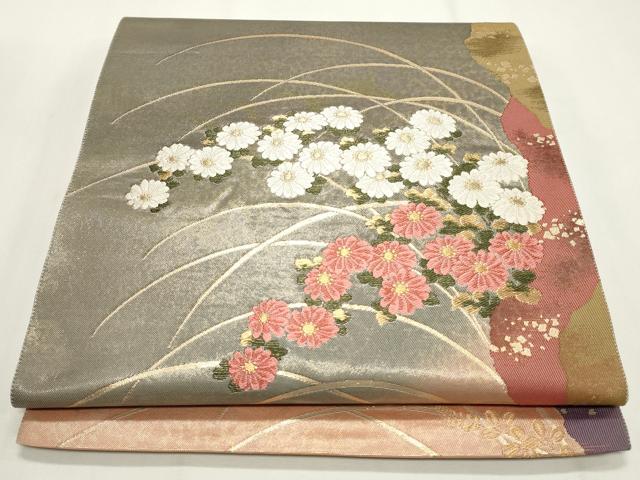 平和屋着物◎六通柄袋帯　唐織　清水六兵衛　秋叢　金糸　引箔　正絹　逸品　CABF2179qe