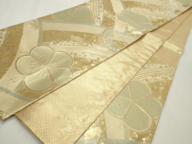 平和屋着物◎佐賀錦　六通柄袋帯　桜　さくら　金銀糸　正絹　逸品　CABF2180qe