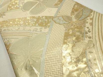 平和屋着物◎佐賀錦　六通柄袋帯　桜　さくら　金銀糸　正絹　逸品　CABF2180qe