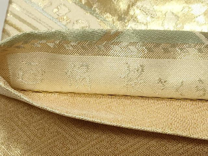 平和屋着物◎佐賀錦　六通柄袋帯　桜　さくら　金銀糸　正絹　逸品　CABF2180qe