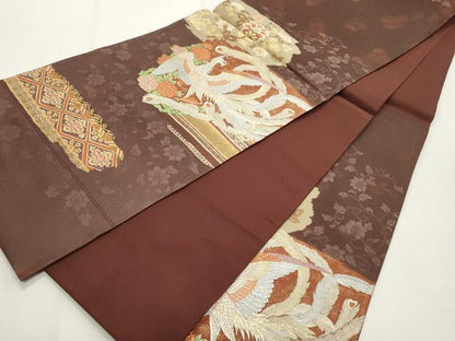 平和屋着物◎六通柄袋帯　唐織　鳳凰花文　正絹　逸品　CABF2186qe