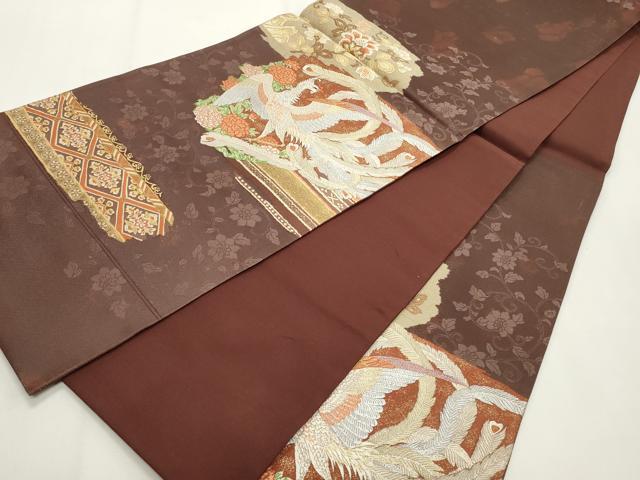 平和屋着物◎六通柄袋帯　唐織　鳳凰花文　正絹　逸品　CABF2186qe