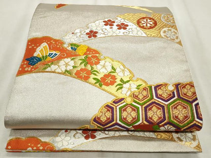 平和屋着物◎六通柄袋帯　唐織　彩宴　金糸　正絹　逸品　CABF2201qe