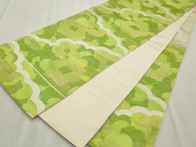 平和屋着物◎六通柄袋帯　ふくれ織　雲重ね花文　金糸　正絹　逸品　CABF2205qe