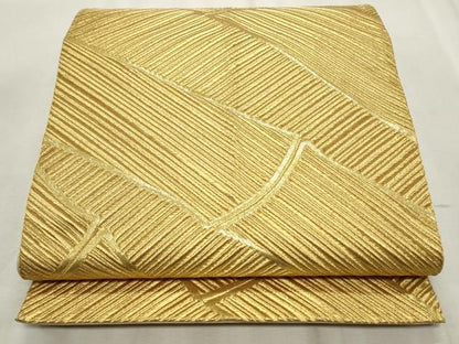 平和屋着物◎全通柄袋帯　竹　金糸　正絹　逸品　CABF2215qe