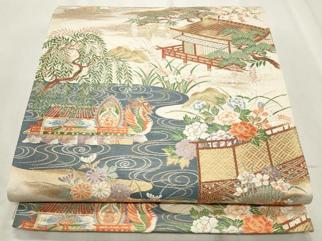 平和屋着物◎六通柄袋帯 唐織 車折三船祭 金糸 正絹 逸品 CABF2218qe