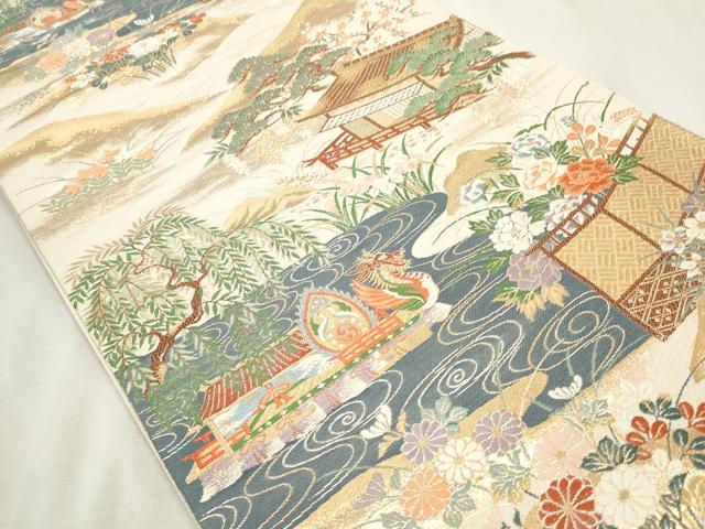 平和屋着物◎六通柄袋帯 唐織 車折三船祭 金糸 正絹 逸品 CABF2218qe