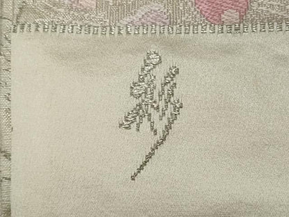 平和屋着物◎六通柄袋帯　唐織　孔雀花文　銀糸　正絹　逸品　CABF2228qe