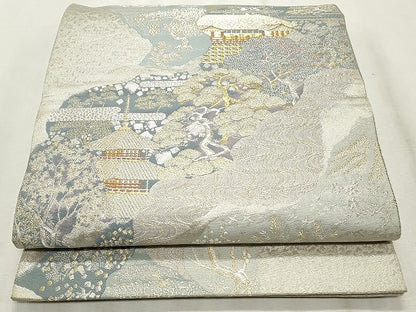 平和屋着物◎六通柄袋帯 風景文 金銀糸 正絹 逸品 CABF2229qe