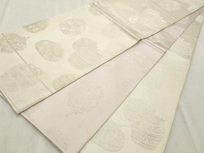 平和屋着物◎両面 全通柄袋帯 仕覆 花唐草文 銀糸 正絹 逸品 CABF2234qe
