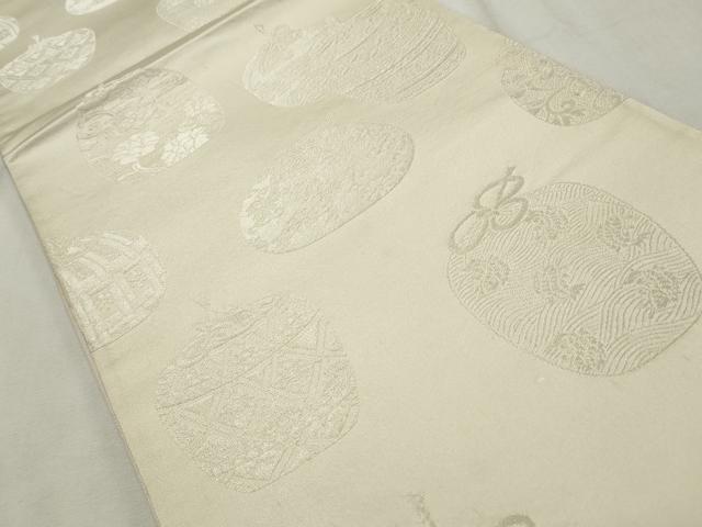 平和屋着物◎両面 全通柄袋帯 仕覆 花唐草文 銀糸 正絹 逸品 CABF2234qe