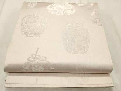 平和屋着物◎両面 全通柄袋帯 仕覆 花唐草文 銀糸 正絹 逸品 CABF2234qe