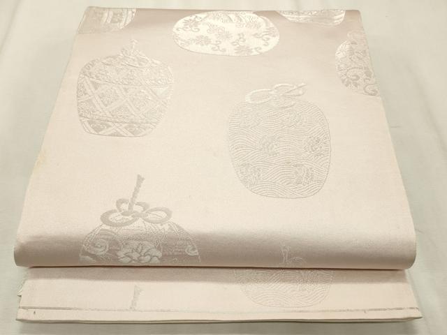 平和屋着物◎両面 全通柄袋帯 仕覆 花唐草文 銀糸 正絹 逸品 CABF2234qe