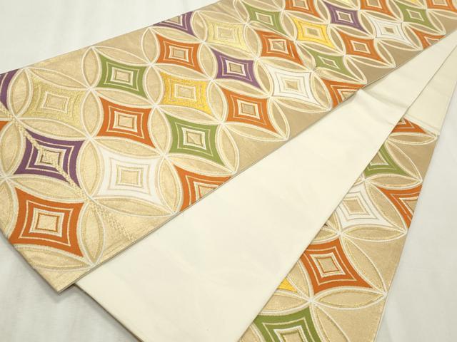 平和屋着物◎六通柄袋帯 唐織 七宝文 金糸 正絹 逸品 CABF2238qe