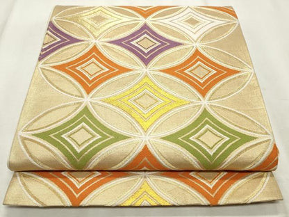 平和屋着物◎六通柄袋帯 唐織 七宝文 金糸 正絹 逸品 CABF2238qe