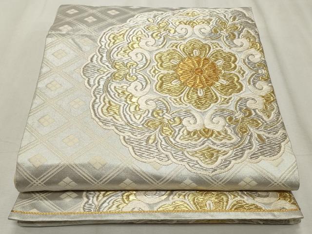 平和屋着物◎六通柄袋帯 唐織 正倉院花文 金銀糸 正絹 逸品 CABF2249qe