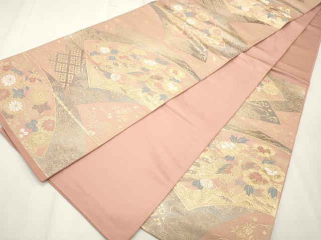 平和屋着物◎六通柄袋帯 地紙鳳凰草花文 金銀糸 正絹 逸品 CABF2250qe