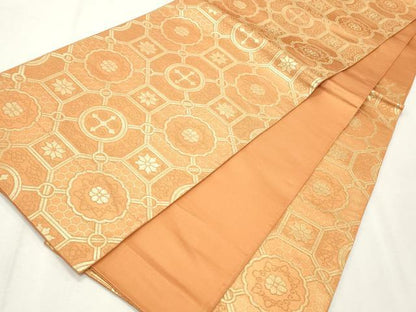 平和屋着物◎六通柄袋帯 蜀江花唐草文 金糸 正絹 逸品 CABF2255qe