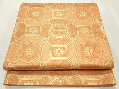平和屋着物◎六通柄袋帯 蜀江花唐草文 金糸 正絹 逸品 CABF2255qe