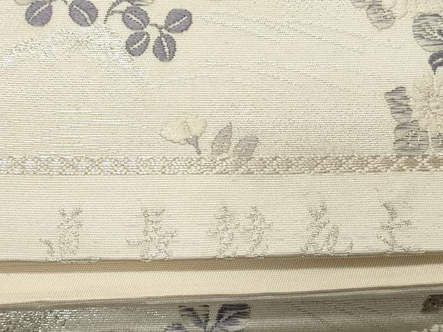 平和屋着物◎六通柄袋帯 唐織 道長競花文 銀糸 正絹 逸品 CABF2263qe