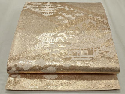 平和屋着物◎六通柄袋帯 京名所仁和寺 金糸 正絹 逸品 CABF2264qe