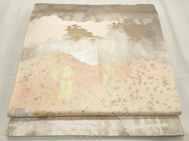 平和屋着物◎六通柄袋帯 霞文 金銀糸 引箔 正絹 逸品 CABF2266qe
