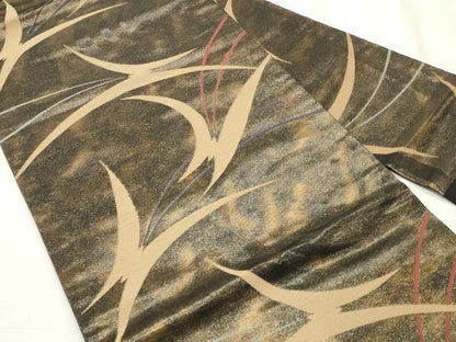 平和屋着物◎九寸名古屋帯　舞蝶文　金糸　正絹　逸品　CABF2275qe