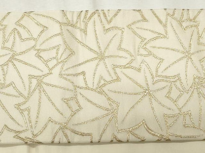 平和屋着物◎九寸名古屋帯 葉重ね文 金糸 正絹 逸品 CABF2282qe