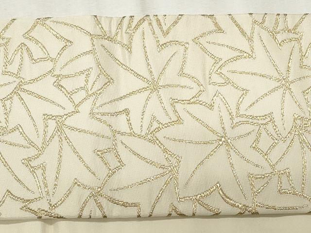 平和屋着物◎九寸名古屋帯 葉重ね文 金糸 正絹 逸品 CABF2282qe