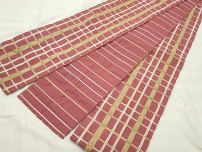 平和屋着物◎両面　半幅帯　格子柄　正絹　逸品　CABF2296qe