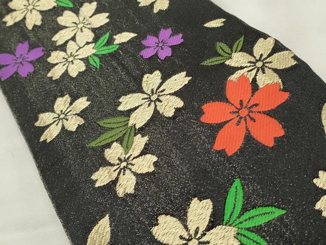 平和屋着物◎両面 半幅帯 舞桜文 金糸 CABF2300qe