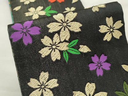 平和屋着物◎両面 半幅帯 舞桜文 金糸 CABF2300qe