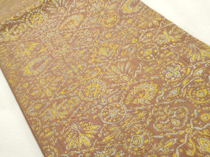 平和屋着物◎半幅帯　幾何学花文　正絹　逸品　CABF2305qe