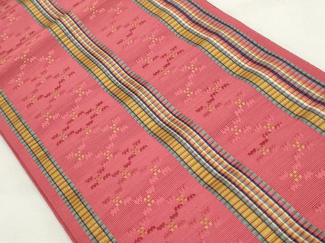 平和屋着物◎本場筑前博多織 半幅帯 間道 正絹 逸品 CABF2310qe