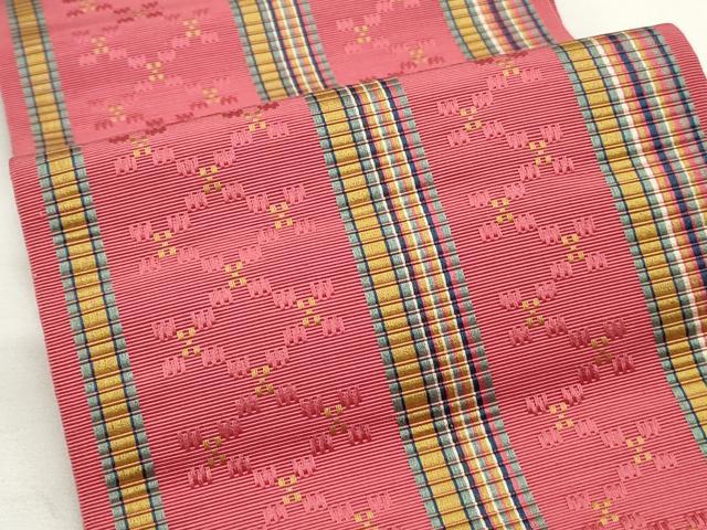 平和屋着物◎本場筑前博多織 半幅帯 間道 正絹 逸品 CABF2310qe