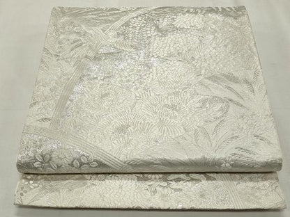 平和屋着物◎六通柄袋帯 唐織 鳳凰草花文 九百錦 銀糸 正絹 逸品 CABF2325qe