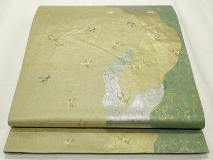 平和屋着物◎六通柄袋帯 霞鳥文 金銀糸 引箔 正絹 逸品 CABF2333qe